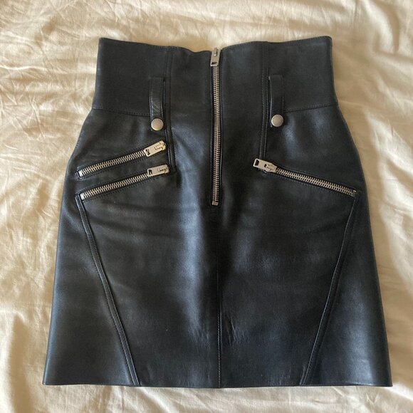 Coach High-Rise Zip Leather Skirt - Picture 2 of 3
